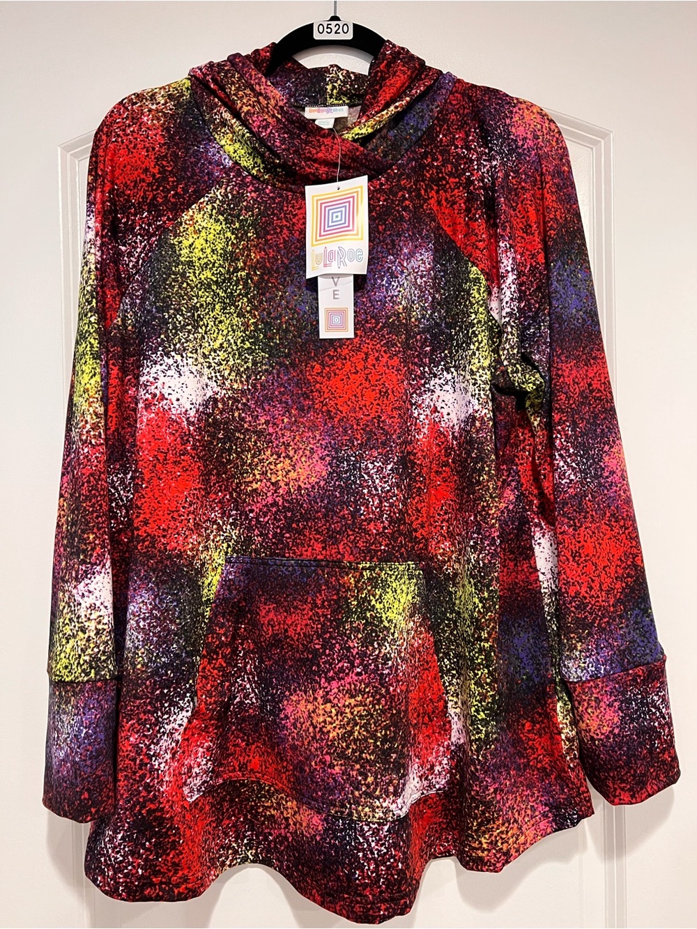 LuLaRoe 2XL Amber Hoodie (multi colored spray paint print)